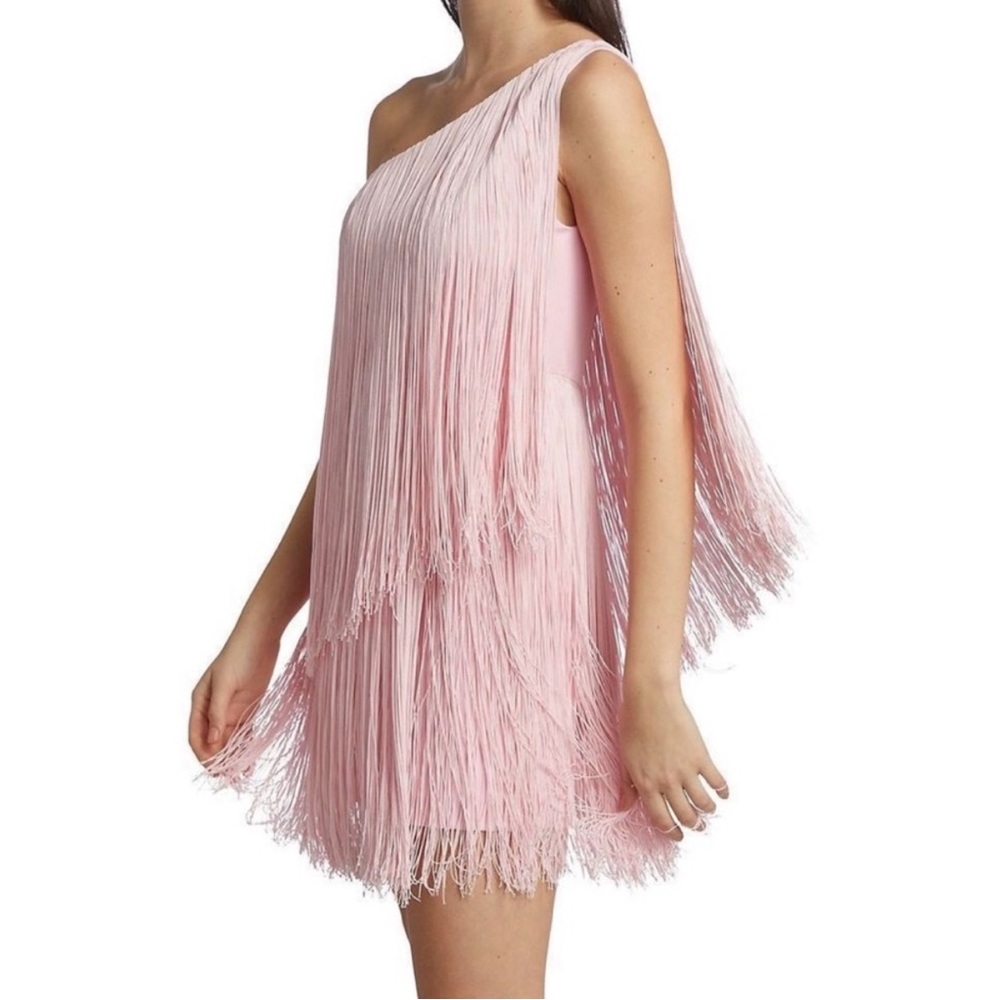 No Pise La Grama Cascada Fringe One Shoulder Mini Dress – Pink – Size 10 – NWT ✨